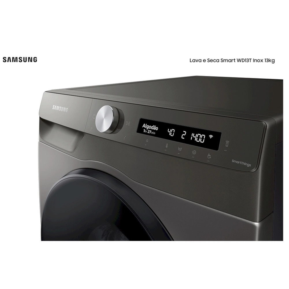 Lava e Seca Samsung 13kg WD13T 3 em 1 com Ecobubble WD13T504DBW Wi-fi Digital Inverter Inox