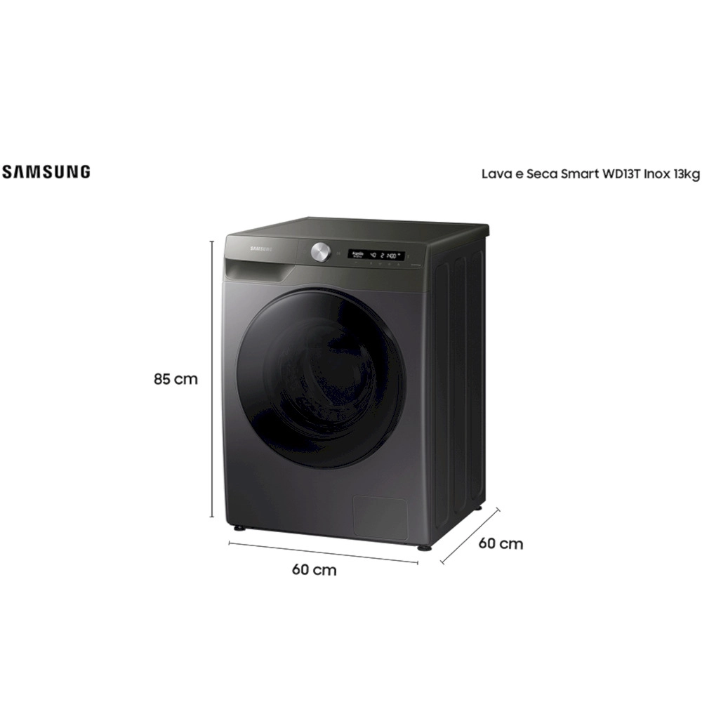 Lava e Seca Samsung 13kg WD13T 3 em 1 com Ecobubble WD13T504DBW Wi-fi Digital Inverter Inox