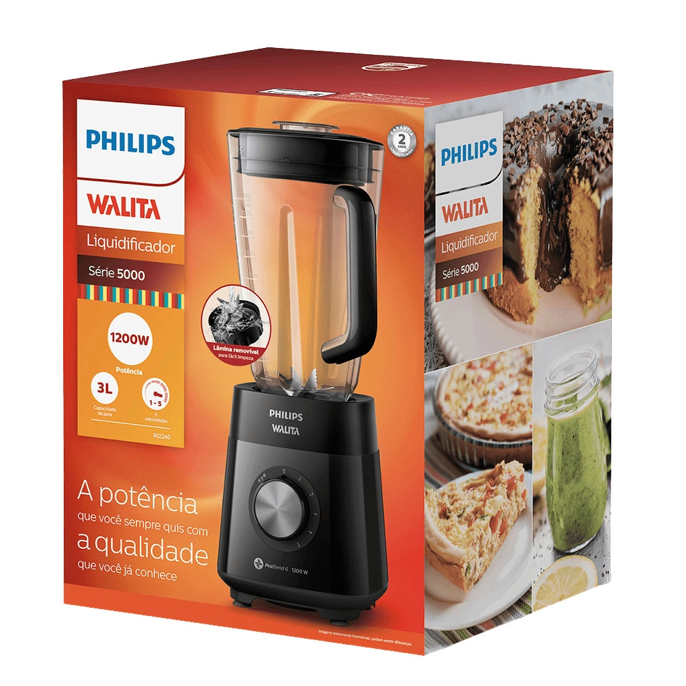 Liquidificador Philips Walita RI2240 Série 5000 Jarra San 1200w 5 Velocidades Preto