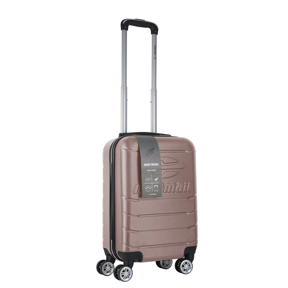 Mala de Bordo Abs para Viagem Mormaii MOR-1901 Cadeado Integrado Rodas Duplas Giro 360 Rose