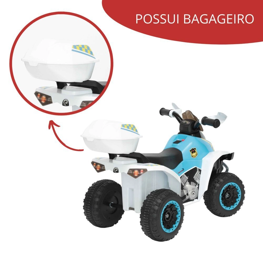 Mini Quadriciclo Infantil Elétrico Importway Bw129 Bateria 6v com Luz e Som Branco