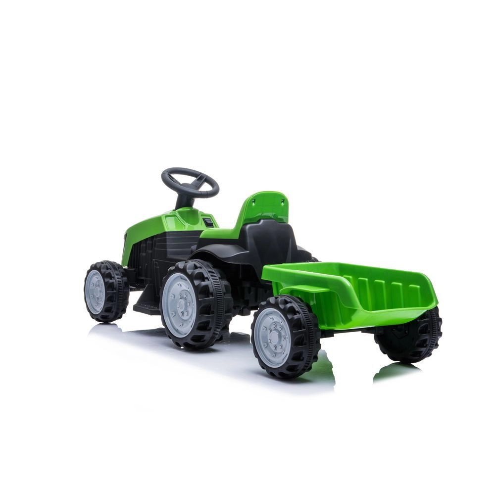 Mini Trator Carro Eletrico Infantil Bang Toys 6v com Reboque Verde