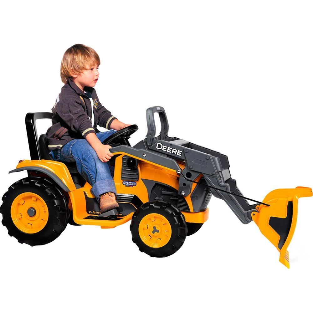 Mini Trator Infantil Elétricos Peg Pérego Deere Construction Loader 12v Laranja