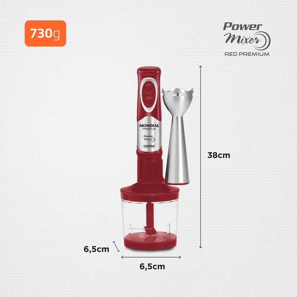 Mixer Mondial Premium M-10 500w Vermelho com Inox