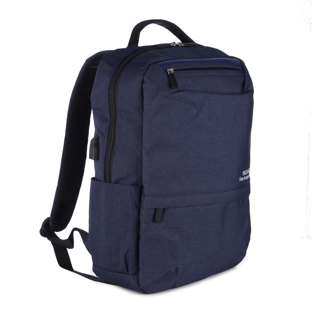 Mochila para Notebook Executiva HT-8018 Tecido Impermeável Entrada Usb Poliester - Azul Marinho