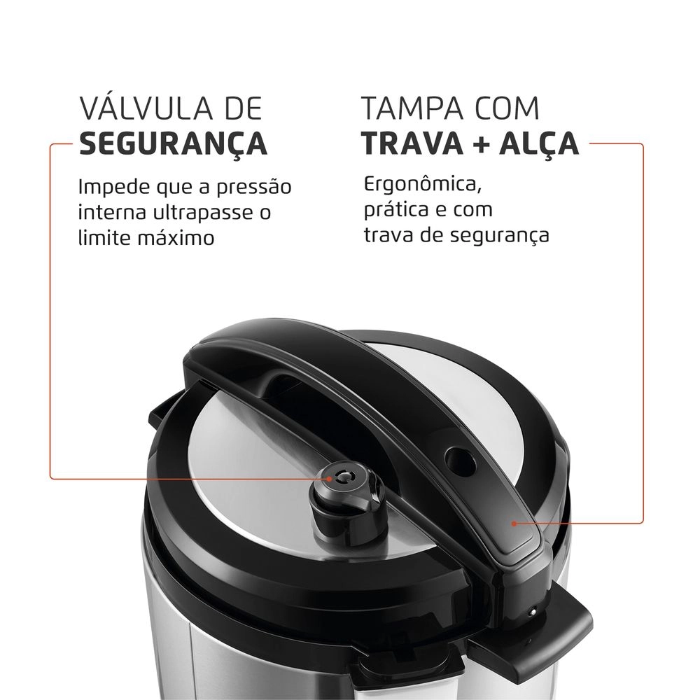 Panela de Pressão Elétrica Mondial 3L PE-47-3L-I 700w Preto com Inox