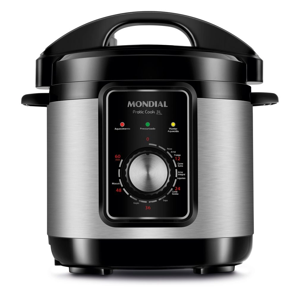 Panela de Pressão Elétrica Mondial 3L PE-47-3L-I 700w Preto com Inox