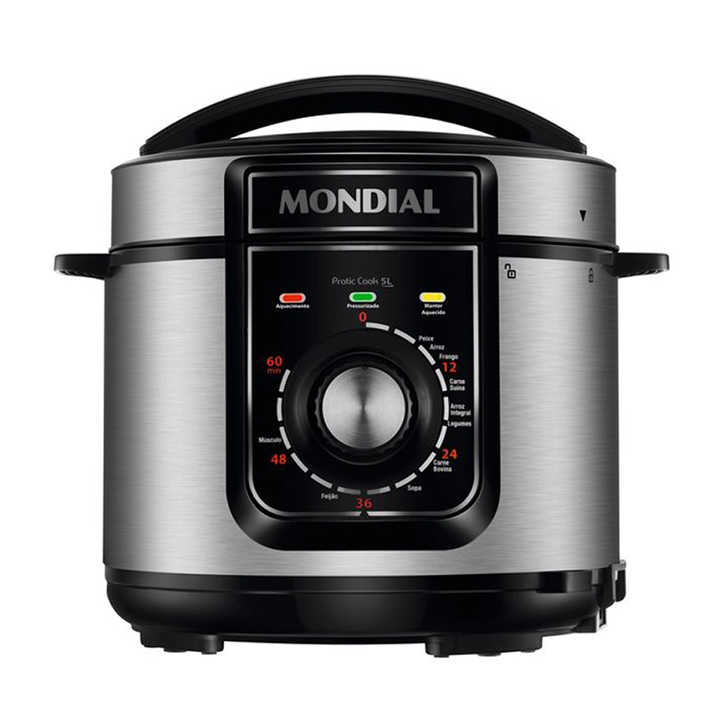 Panela de Pressão Elétrica Mondial 5L PE-48-5L-I 900w Preto com Inox