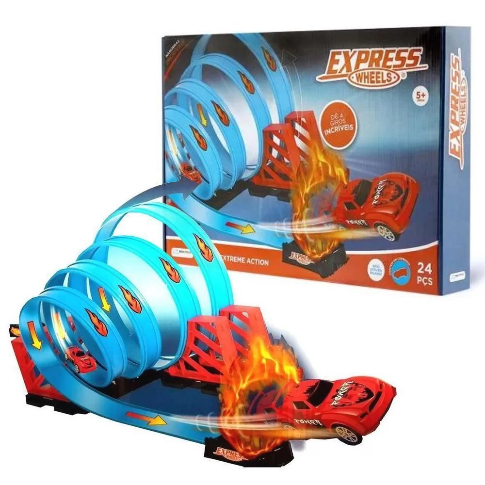 Pista de Corrida Multikids Br1019 Extreme Action Track Set 360º 24 Peças