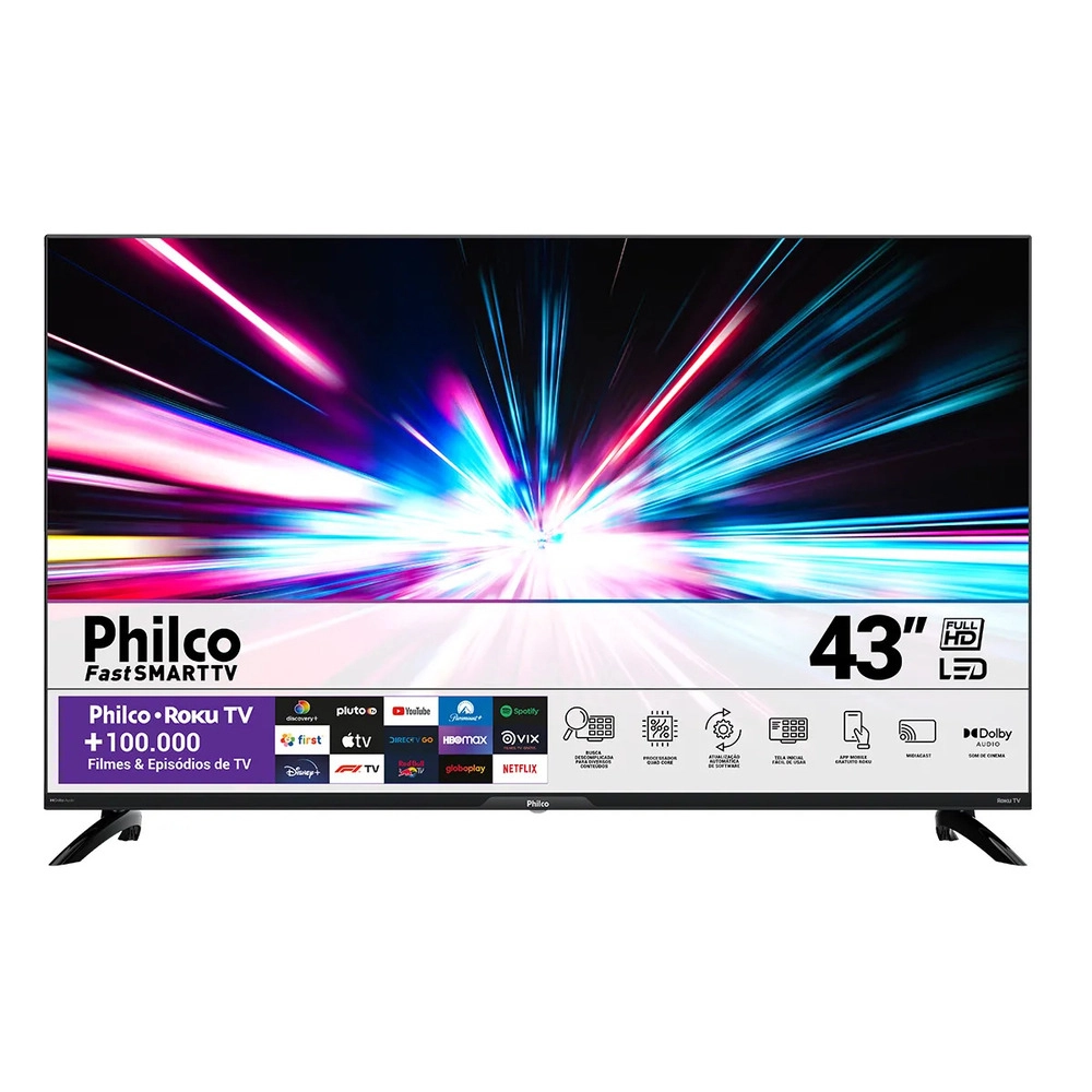 Smart Tv 43 Philco PTV43G7ER2CPBLF Led Dolby Áudio Preto