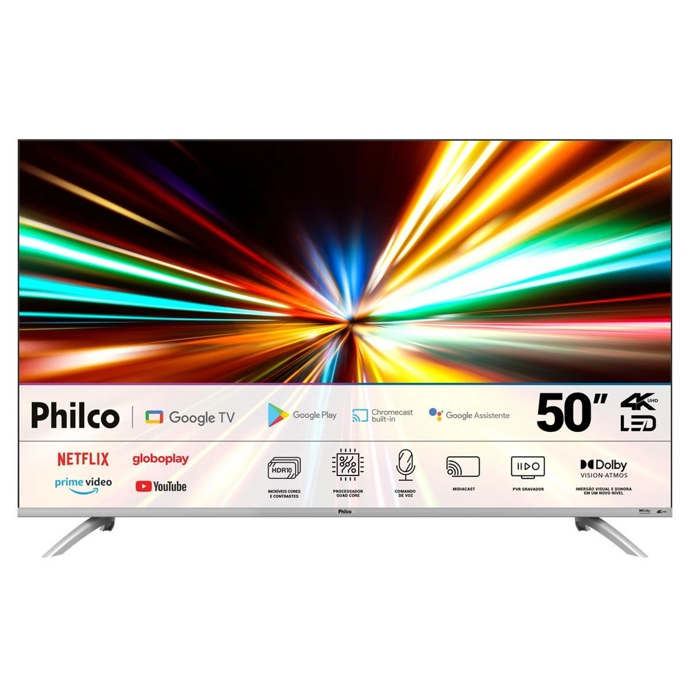 Smart Tv 50 Philco PTV50G2sGTSSBL Google Tv 4k Led Prata