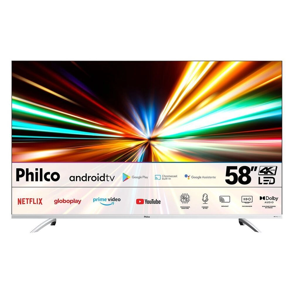 Smart Tv 58 Philco PTV58GAGSKSBL Android Tv 4k Led Prata