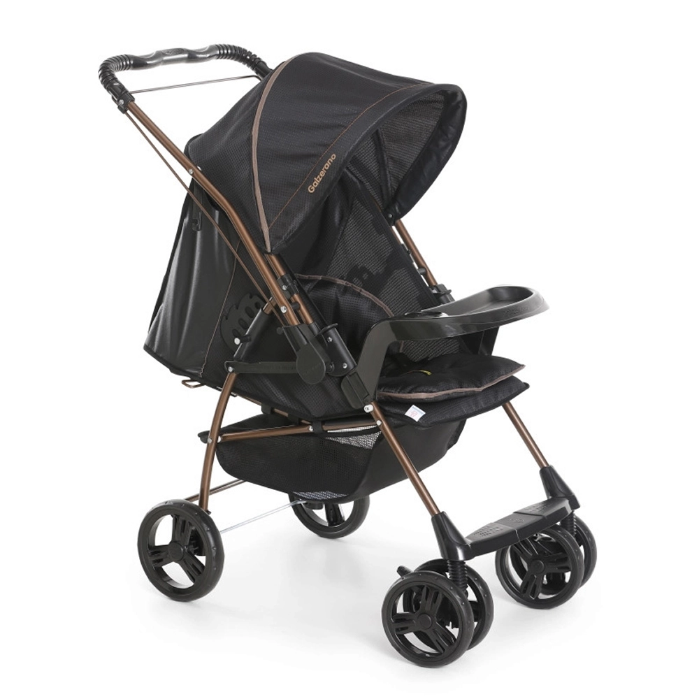 Travel System Galzerano Carrinho de Bebê Milano Reversível Ii com Bebê Conforto Grid Preto Cobre