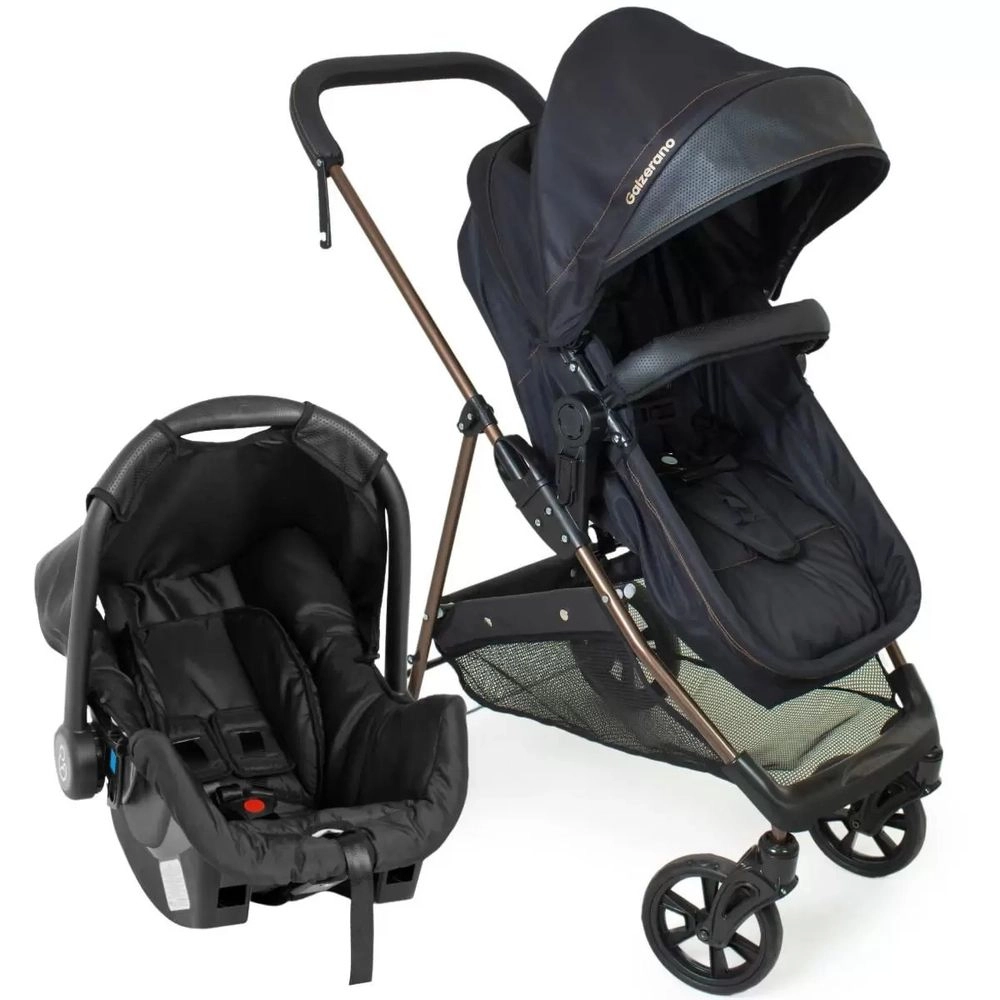 Travel System Galzerano Napoli com Base para Carro Trio Preto com Cobre